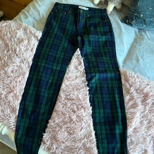 Tartan plaid pants with zippers